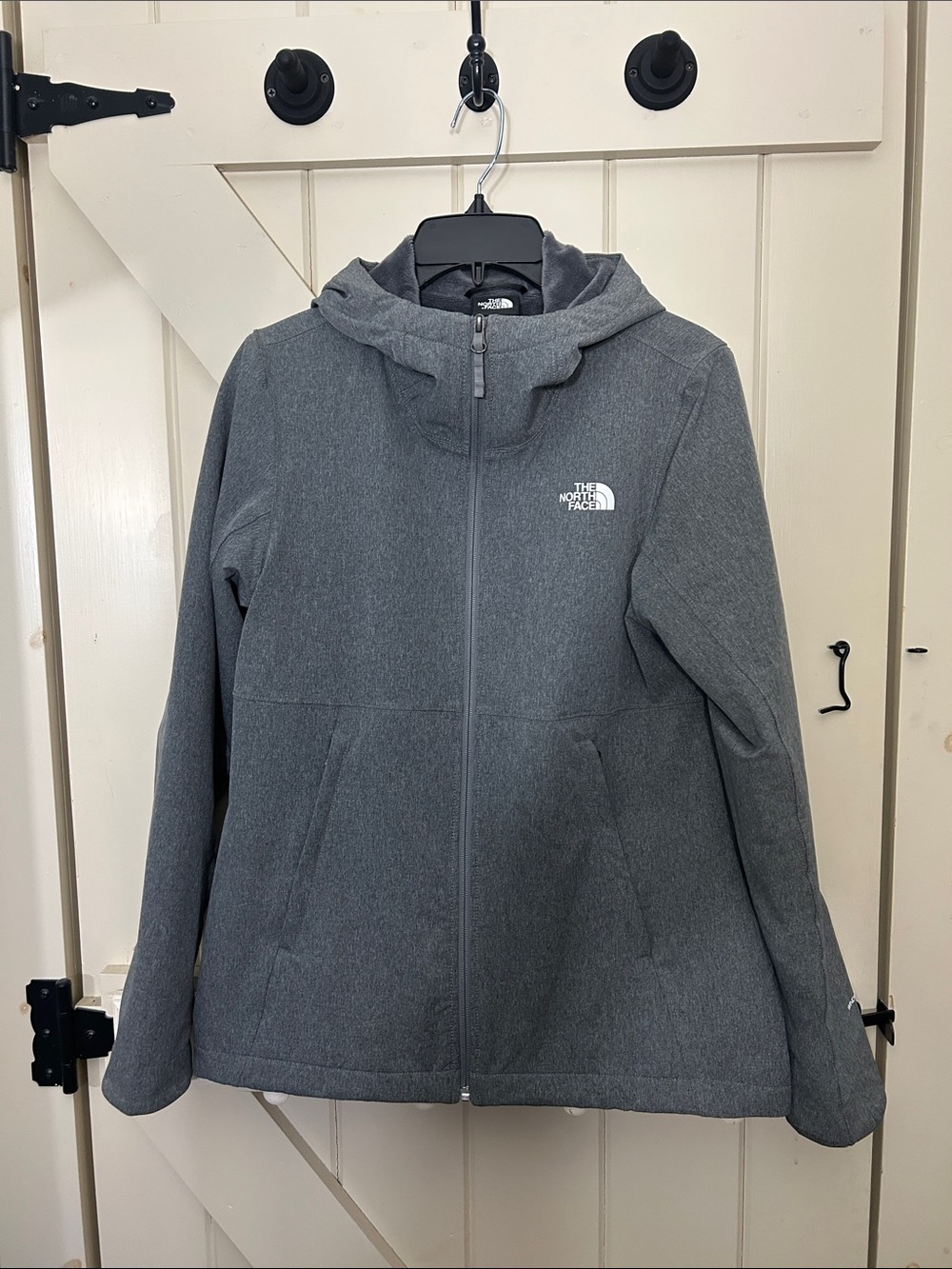 The North Face Women's Charcoal Gray Hooded Windwall Jacket. Size M